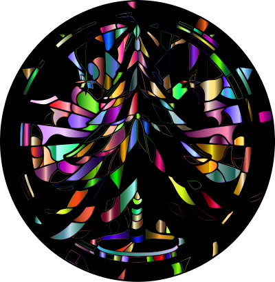 AL Generated Stained Glass Christmas Tree By Petr Kratochvil Vectorized Chromatic clipart