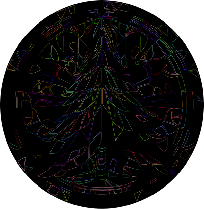 AL Generated Stained Glass Christmas Tree By Petr Kratochvil Vectorized Chromatic Outlines clipart