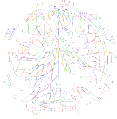 AL Generated Stained Glass Christmas Tree By Petr Kratochvil Vectorized Chromatic Outlines No BG clipart