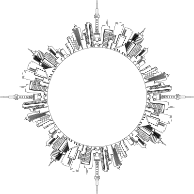 AL Generated Tokyo Skyline Frame 2 clipart