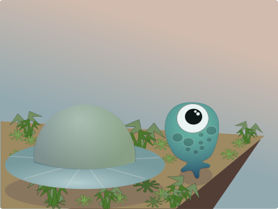Alien landing clipart