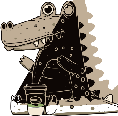 Alligator with Coffee clipart