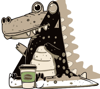 Alligator with Coffee - Tail Remix clipart