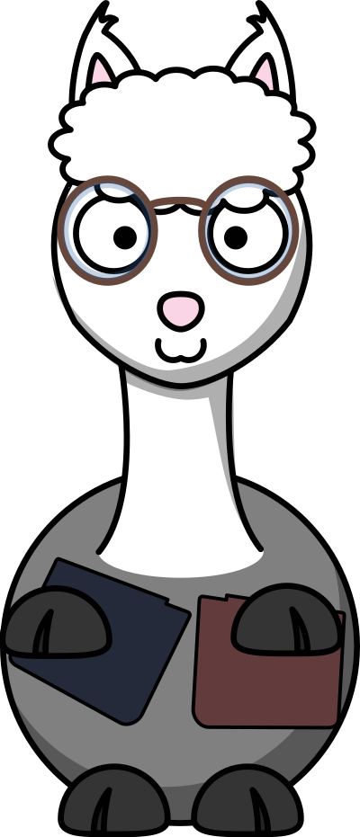 Alpaka reading clipart