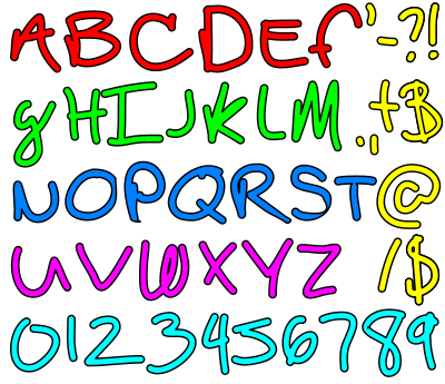 Alphabet bojarksi font colorful clipart
