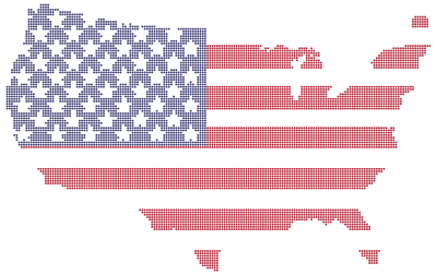 America Flag Map Dots clipart