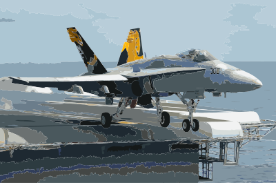 An F-A-18C Hornet launches from the flight deck of the conventionally powered aircraft carrier clipart