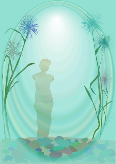 Ancient statue underwter clipart