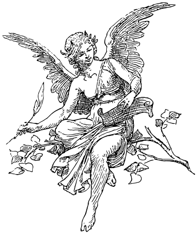 Angel writing scroll clipart