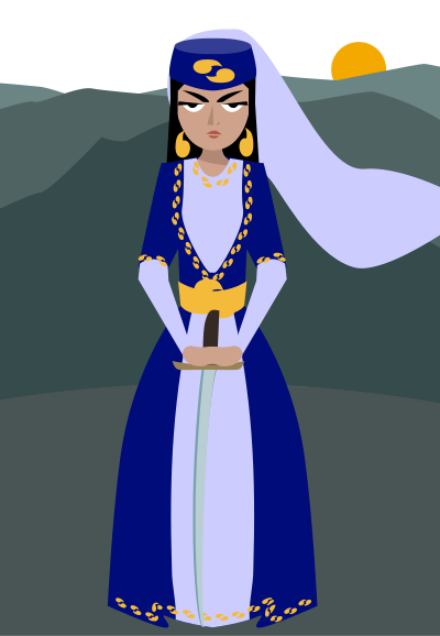 Angry girl in crimean tatar national clothes clipart