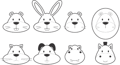 Animal Heads Line Art clipart