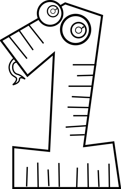 Animal Number One Line Art clipart