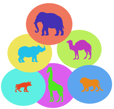 Animals in Colour Circles clipart