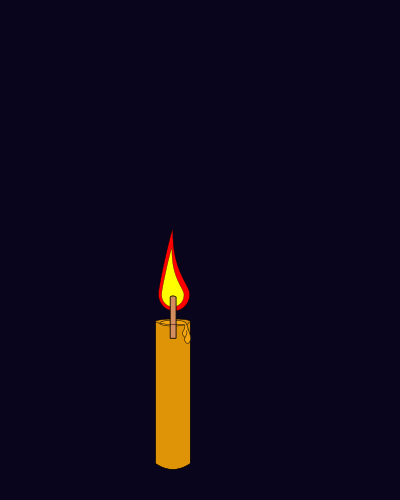 Animation of burning candle. clipart