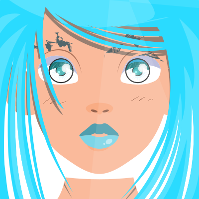 Anime Face - Blue clipart
