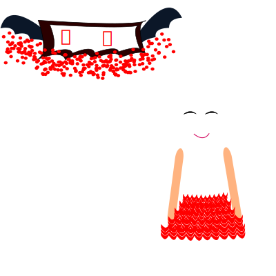 Anime girl and a bat clipart