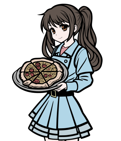 Anime Girl with Pizza clipart