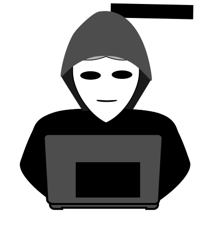 Anonymous hacker behind pc clipart