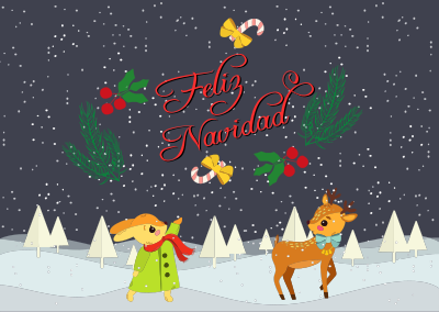 Anthropomorphic Feliz Navidad clipart