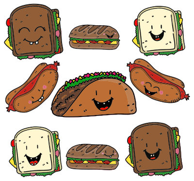 Anthropomorphic Food By Katillustrationlondon clipart