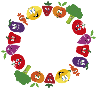 Anthropomorphic Fruits And Vegetables Frame Large clipart