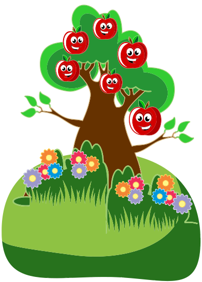 Anthropomorphic Happy Apples Tree clipart