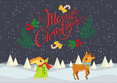 Anthropomorphic Merry Christmas clipart