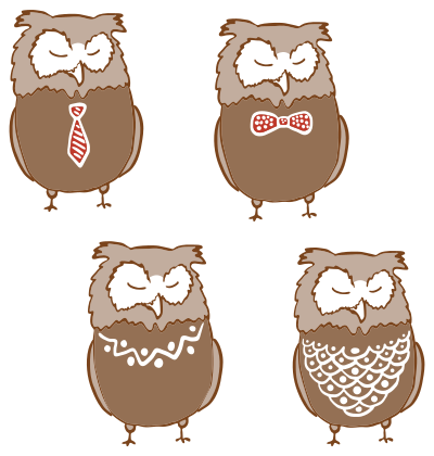 Anthropomorphic Owls 3 clipart
