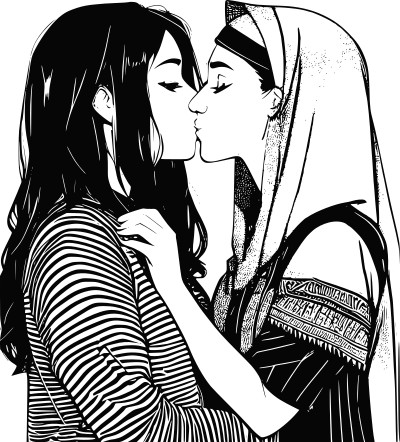 Arab lesbians kissing clipart