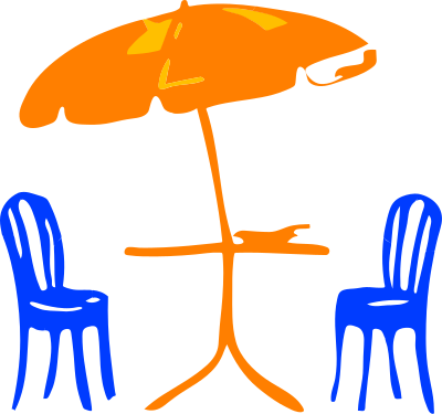 Architetto -- sedia e ombrelloni clipart