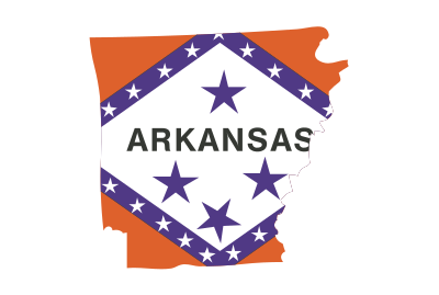 Arkansas State Outline with Flag Background clipart