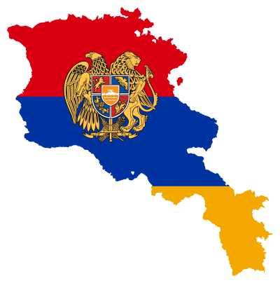 Armenia Map Flag With Coat Of Arms clipart