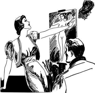 Artist and model clipart