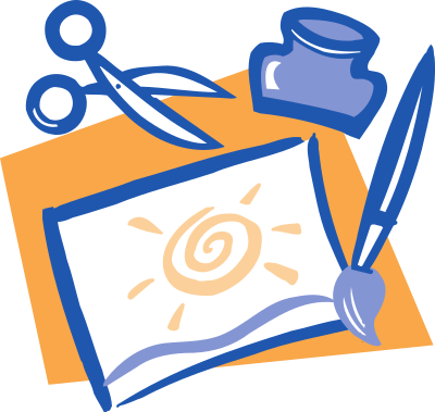 Artwork - paintbrush, scissors and glue clipart