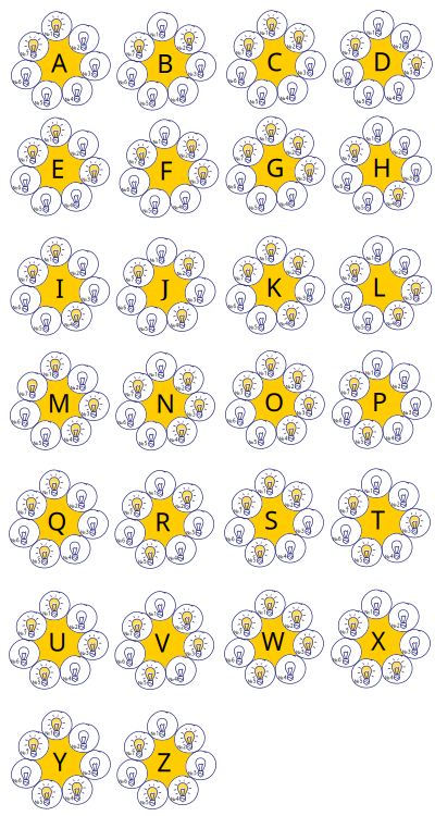 ASCII A-Z letter representation clipart