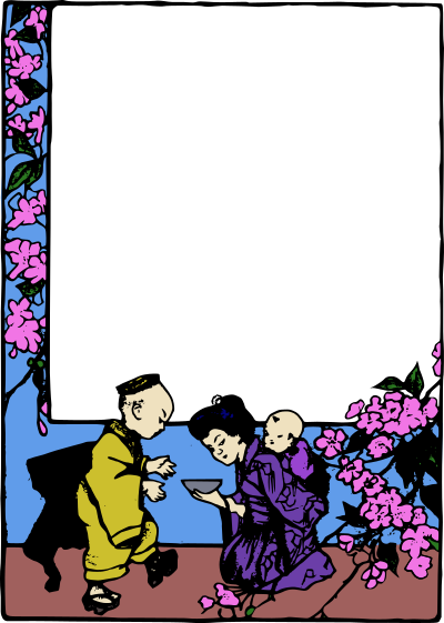 Asian Family - Colour Frame clipart