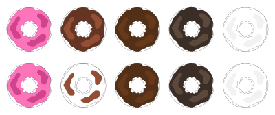 Assorted Plain Frosted Donuts clipart