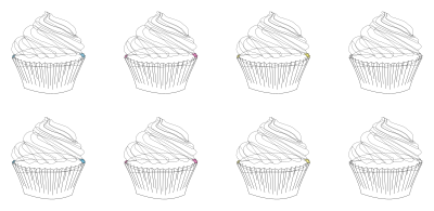 Assorted White Frosted Cupcakes clipart