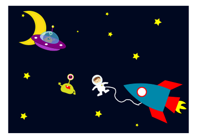 Astronaut encounters Aliens in space clipart