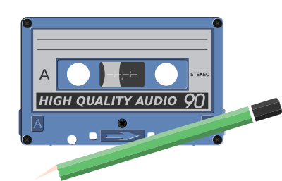 Audio-cassette with pen clipart