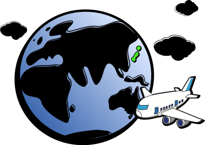 Aussie Earth plus Japan and a Plane clipart