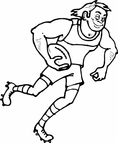 Aussie rules rugby player in b-w clipart