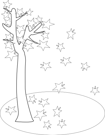 Autumn tree enhanced bw clipart