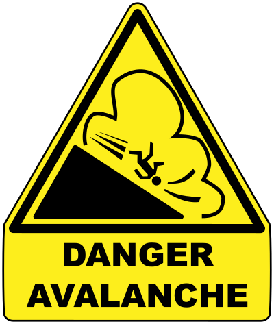 Avalanche warning sign clipart
