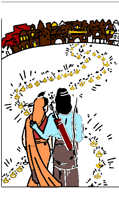 Ayodhya (Ram and Sita) Diwali clipart