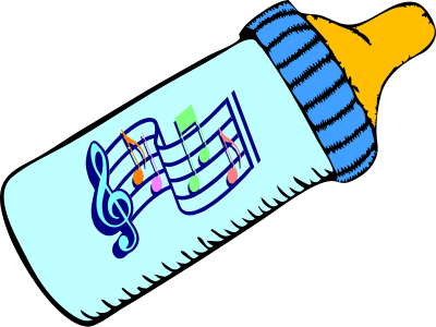 Baby bottle and music clipart