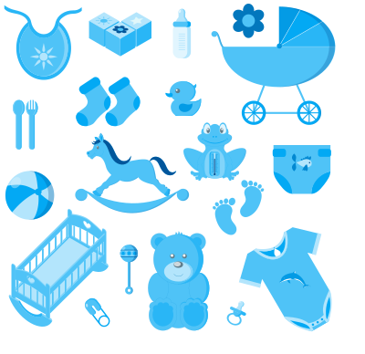 Baby boy accessories no background clipart