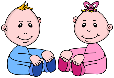Baby boy and girl clipart