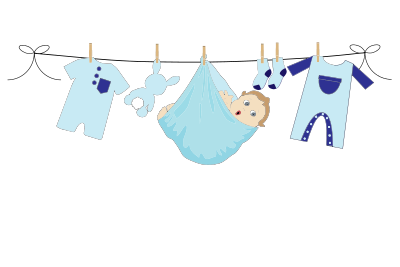 Baby Boy Hanging On A Clothesline clipart