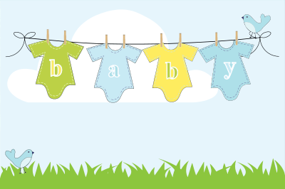 Baby Clothes Hanging On Clothesline Outside clipart